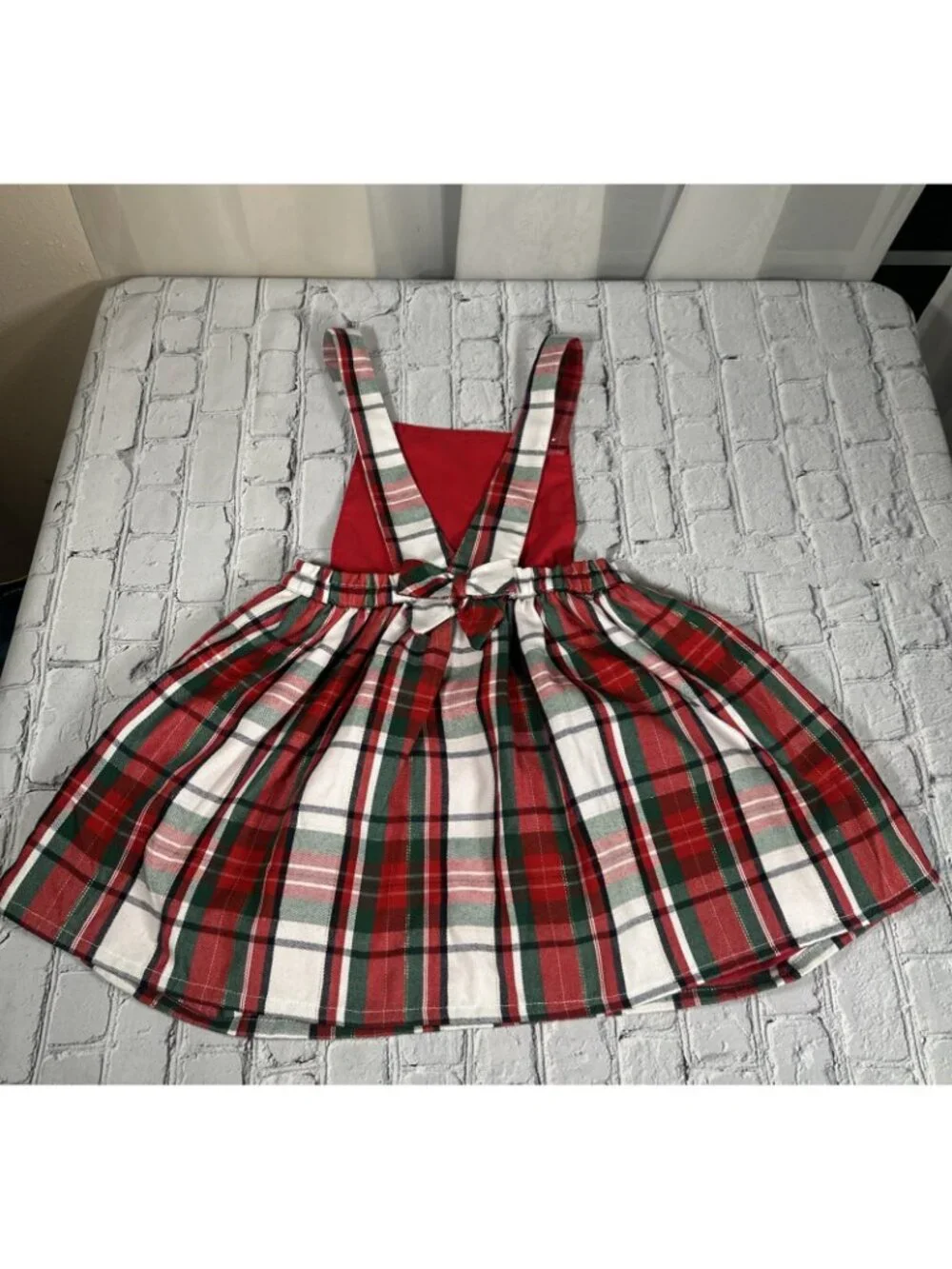 Tommy Bahama Pinafore Jumper Dress Girls Size 7 Plaid Christmas Holiday
